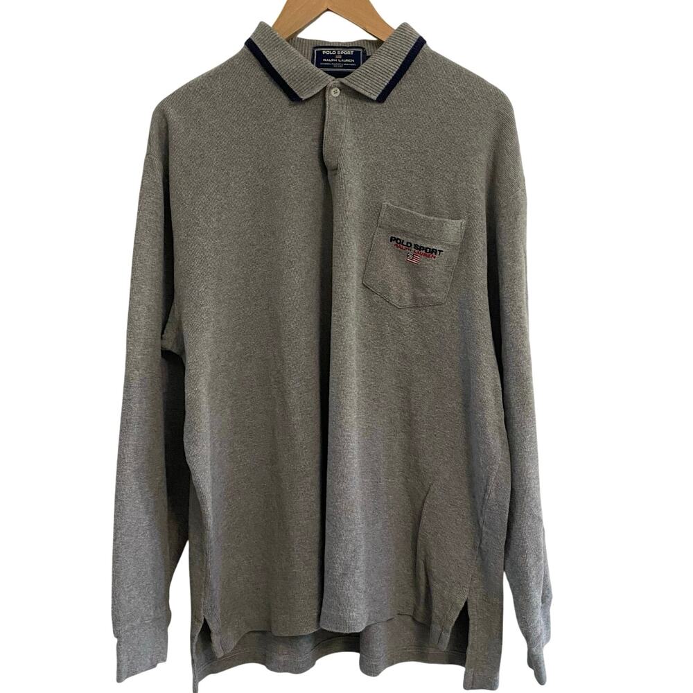 Ralph Lauren Polo Sport Gray Thermal Shirt  Men's XL Preppy Embroidered